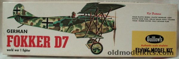 Guillows Fokker D-VII - 18 inch Wingspan Rubber Powered Balsa Wood Kit, WW-4 plastic model kit